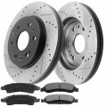 Motorbymotor Front Rotors 330mm Drilled Slotted Brake Rotor Ceramic Pad Kit Fits For Chevy Tahoe Silverado 1500 Suburban