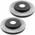 Motorbymotor Front Rotors 330mm Drilled Slotted Brake Rotor Ceramic Pad Kit Fits For Chevy Tahoe Silverado 1500 Suburban 
