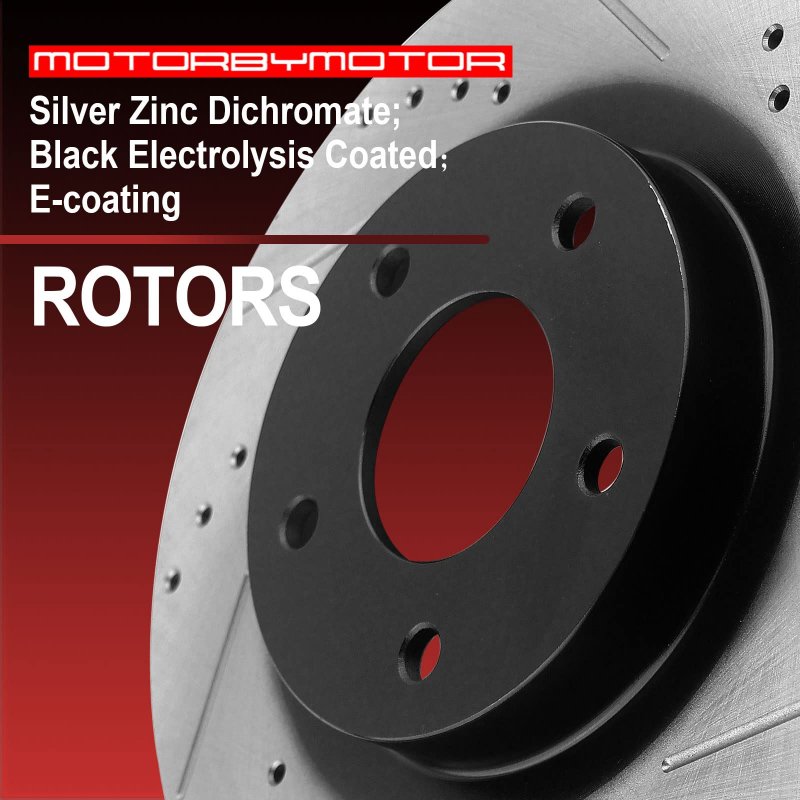 Motorbymotor Front Rotors 330mm Drilled Slotted Brake Rotor Ceramic Pad Kit Fits For Chevy Tahoe Silverado 1500 Suburban