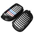 2x Glossy Black M-color Painted Front Lh Rh Kidney Grille Grill For 02-04 Bmw E46 4-dr Sedan 320i 325i 325xi 330i 330xi