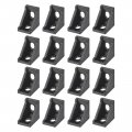 Uxcell 16pcs Inside Corner Bracket Gusset 28x28x20mm 2028 Angle Connectors For 2020 Series Aluminum Extrusion Profile Black