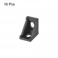 Uxcell 16pcs Inside Corner Bracket Gusset 28x28x20mm 2028 Angle Connectors For 2020 Series Aluminum Extrusion Profile Black