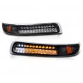 Black Oem-style Headlight Led Strip Front Bumper Parking Turn Signal Lamp Housing Assembly Replacement For 1999-2002 Chevy 