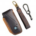 Genuine Leather Key Fob Cover For Bmw 2023 2024 5 7 Series X1 X2 X3 X5 X6 X7 Xm Ix Ix3 I5 I7 Black Case With Keychain And Zinc 
