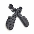 Hk Group Motorcycle Black Short Angled Adjustable Dually Highway P-clamps Large Footpeg Footrest For V-star Roadstar Suzuki