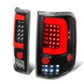 Auto Dynasty Pair Of Black Clear Lens 3d Led Stripe Bar Tail Lights Brake Reverse Lamps Compatible With Ford F-150 04 05 06 07