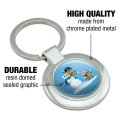 Robin And Riddler Snowball Fight Keychain Round Chrome Plated Metal Batman Official Product Onesize