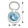 Robin And Riddler Snowball Fight Keychain Round Chrome Plated Metal Batman Official Product Onesize