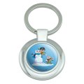 Robin And Riddler Snowball Fight Keychain Round Chrome Plated Metal Batman Official Product Onesize