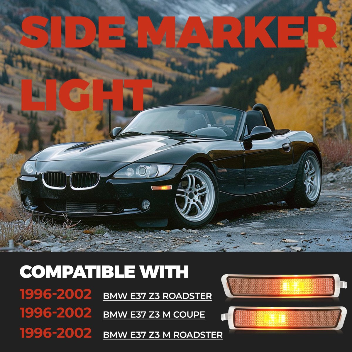 Front Bumper Side Marker Signal Lamp For 1996-2002 Bmw E37 Z3 Roadster Coupe M Smoke Lens Halogen Lights With Bulbs Mo-5269 2