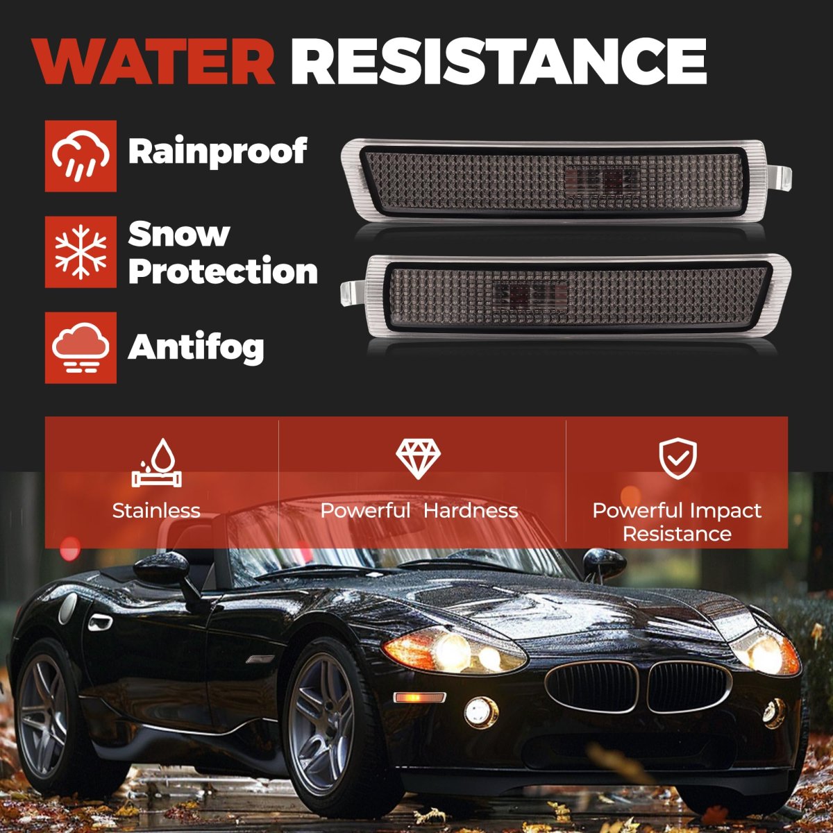 Front Bumper Side Marker Signal Lamp For 1996-2002 Bmw E37 Z3 Roadster Coupe M Smoke Lens Halogen Lights With Bulbs Mo-5269 2
