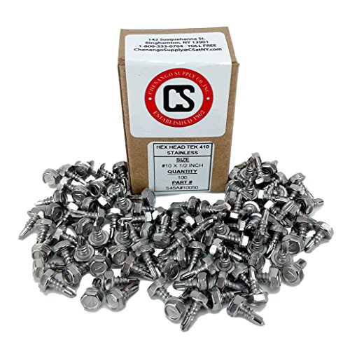 Stainless 10 X 2 Hex Washer Head Self Drilling Sheet Metal Tek Screws With Drill Point To Lengths In Listing0 Pieces 1 Inch