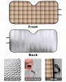 Windshield Sunshade For Car Fall Farmhouse Decoration Brown Checkered Tartan Gingham Thicken Visor Front Window Foldable