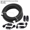 10ft 10an Nylon And Stainless Steel Braided Fuel Hose Kit With 6pcs Swivel Fittings Black Oil Gas Line For Universal
