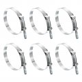 T-bolt Hose Clamps 6pcs Working Range 121-129mm 201 Stainless Steel Bolt Intake Intercooler Fo Clamp Tube 