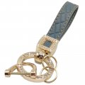 Daemson Microfiber Leather Car Keychain Bling Diamond Keychains For Women Universal Key Fob Holder With 360 Degree Rotatable 