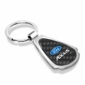 Ipick Image Compatible With Ford Focus Real Black Carbon Fiber Chrome Metal Teardrop Key Chain