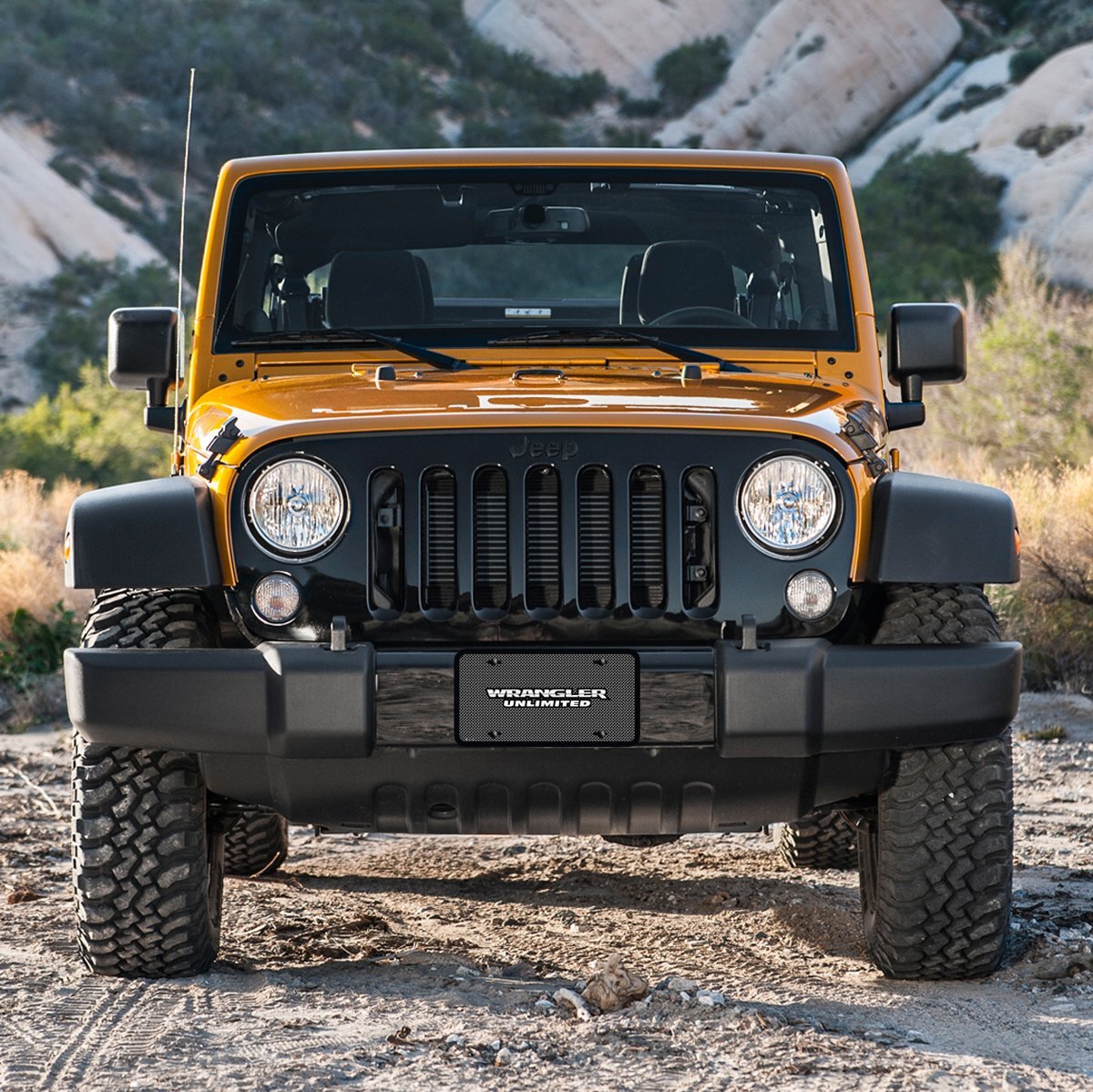 Jeep Wrangler Unlimited Front Mesh Grill Graphic Aluminum Metal License Plate 12 In X 6 Universal Fit Official Licensed Ggl01