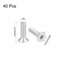 Uxcell M4x12mm Flat Head Machine Screws Inner Hex Screw 304 Stainless Steel Fasteners Bolts 40pcs