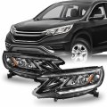 Akkon Fit 2015-2016 Honda Crv Halogen Type W Led Drl Models Oe Style Headlight Headlamp Assembly Set 