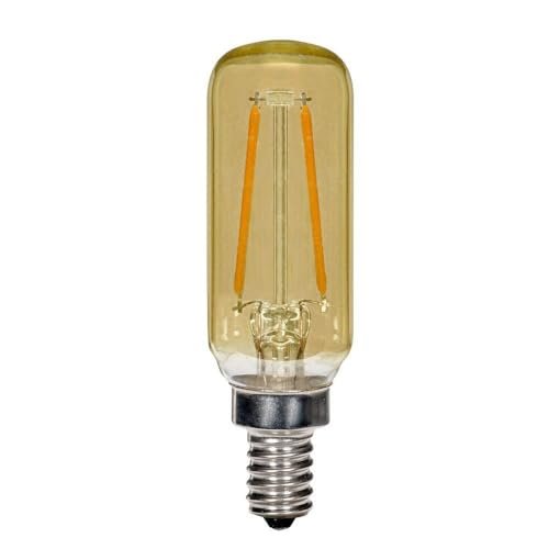 S9873 Led Candelabra Light Bulb E12 Base T6 Shape Transparent Amber 2 5w 40w Equivalent 2700k 3 19 In Length