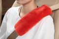 Dotesy Auto Genuine Sheepskin Seat Belt Cover Universal Fuzzy Pure Wool Car Seatbelt Shoulder Pads For Adults Kids Children