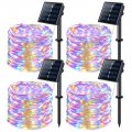 4 Pack 100 Led Solar Fairy Lights 33ft Multicolor Outdoor String Ip65 Waterproof Copper Wire Twinkle With 8 Modes For Garden 