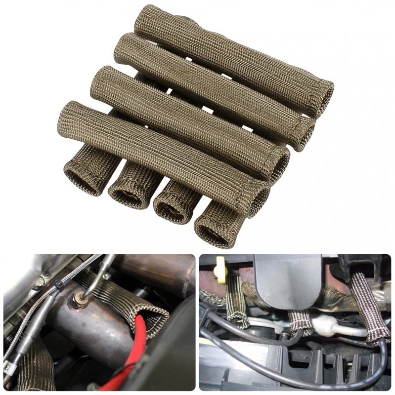 Spark Plug Wire Heat Shield Sleeve 8 Piece Boot Protector Wrap For Sbc Bbc 350 454 2500 Degrees High Temp Titanium 6 1 In