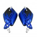 Mirrors For Motorcycles Rearview 1 Pair Of Universal Motorcycle Scooter Aluminum Flame Pattern Side Rear View 8mm 10mm Blue