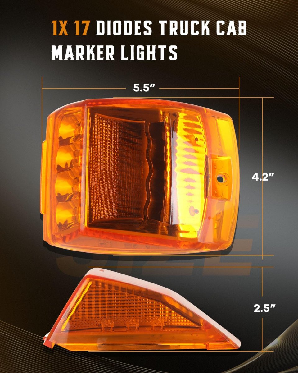 Amber Led Truck Cab Marker Light 17 Diodes Waterproof Side Trailer Clearance For Freightliner International Harvester And
