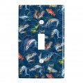 Salt Water Game Fish Fishing Ocean Compass Plastic Wall Decor Toggle Light Switch Plate Cover 