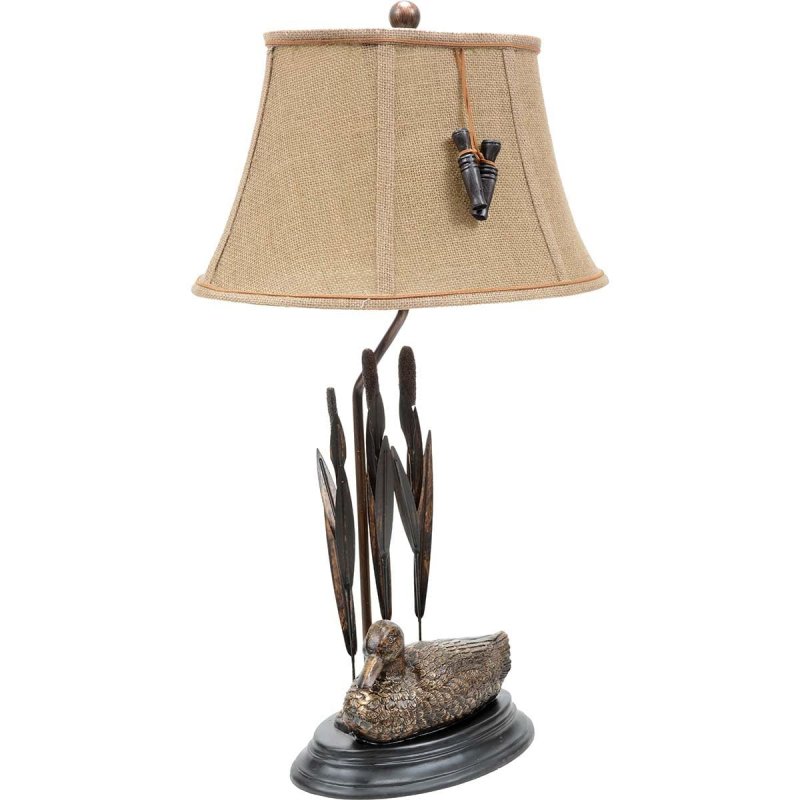 Black Forest Decor Duck With Reeds Table Lamp
