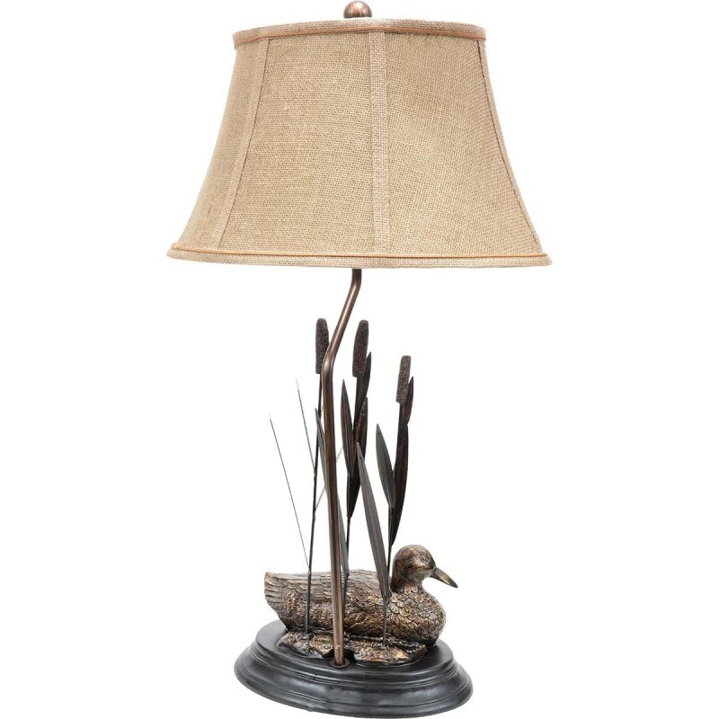 Black Forest Decor Duck With Reeds Table Lamp