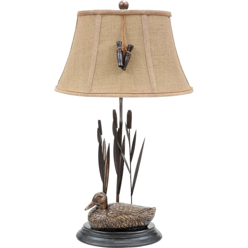 Black Forest Decor Duck With Reeds Table Lamp