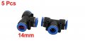 Uxcella 5pcs 14mm Dia T Type 3 Ways Tube Hose Pneumatic Air Quick Fitting Push In Connector