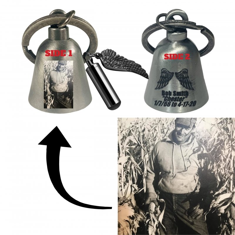 Custom Angel Wings With Photo Memorial Motorcycle Evil Spirits Biker Guard Silver Bell Keepsake Urn Ours Are Universal Fit