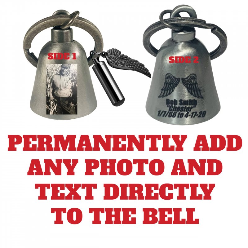 Custom Angel Wings With Photo Memorial Motorcycle Evil Spirits Biker Guard Silver Bell Keepsake Urn Ours Are Universal Fit