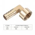 Uxcell Brass Hose Barb Fitting Elbow 14mm X G1 2 Female Thread Right Angle Pipe Connector With Stainless Steel Clamp