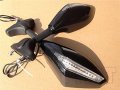 Httmt Mt085- Motorcycle Integrated Led Turn Signals Side Mirrors Compatible With Universal Gloss Black