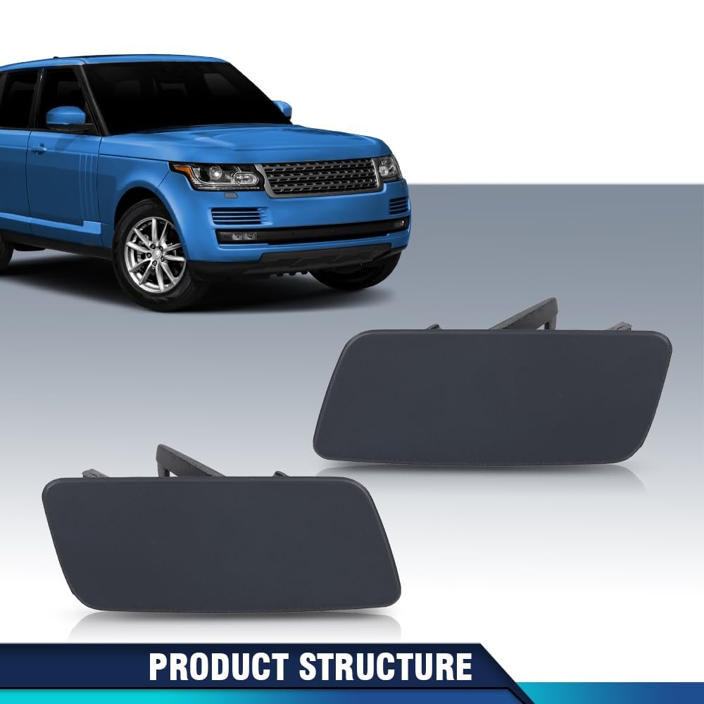 Headlight Washer Cover Powerwash Cap Pair For Range Rover 2013 2017 Lr038767 Lr038768 Black Abs Plastic Nozzle Covers