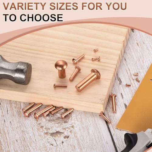 100 Pcs Copper Solid Rivets 1 8 X 35 64 Round Head Rivet Metal Fasteners Stud For Electrical Applications Finish Tone