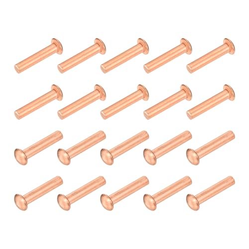 100 Pcs Copper Solid Rivets 1 8 X 35 64 Round Head Rivet Metal Fasteners Stud For Electrical Applications Finish Tone
