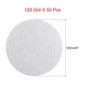 Uxcell 50 Pcs 5-inch Aluminum Oxide White Dry Hook And Loop Sanding Discs Flocking Sandpaper 120 Grit