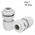 Uxcell 15pcs Pg7 Cable Gland Waterproof Plastic Joint Adjustable Locknut For 3mm-6 5mm Dia