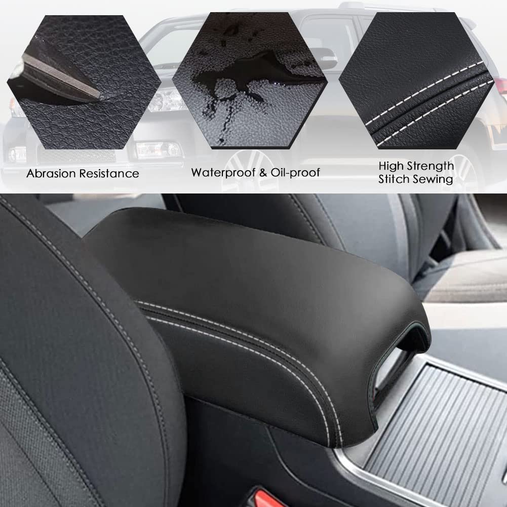 Leather Center Console Armrest Cover For 2010 2024 Toyota 4runner Microfiber Anti Scratch Protective Pad White Line