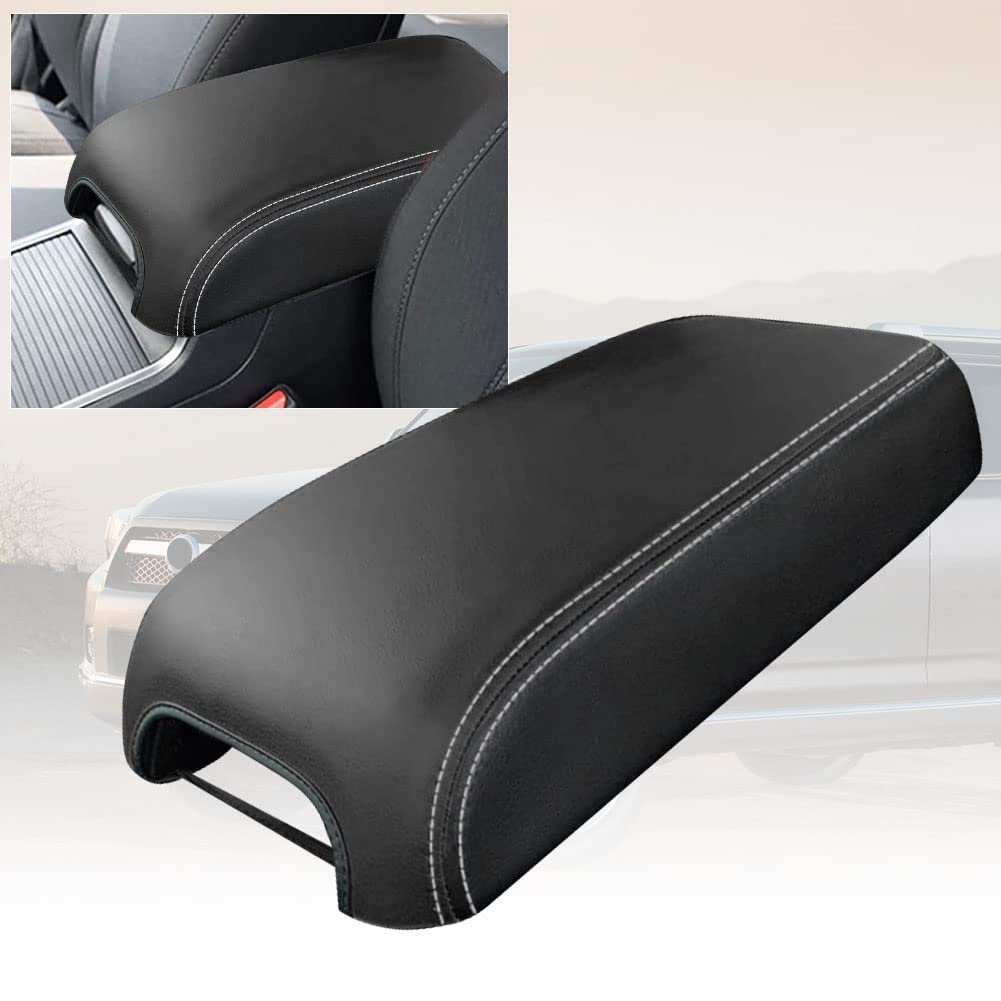 Leather Center Console Armrest Cover For 2010 2024 Toyota 4runner Microfiber Anti Scratch Protective Pad White Line