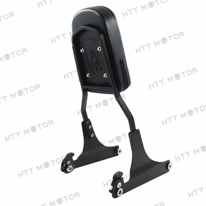 Matte Black Detachable Backrest Sissy Bar Flame For 00 Later Flstc And 03 Flsts Aftermarket Motorcycle Passenger With Cushion