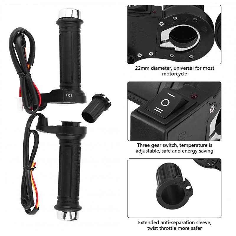 Electric Hot Heated Handlebar Grips 1 Pair 22mm 7 8 In Universal Motorcycle Atv Warm Hand With Three Gear Temperature Switch