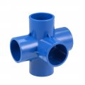 Uxcell 5-way Elbow Metric Pvc Pipe Fitting Furniture Grade 50mm Size Tee Corner Fittings Blue