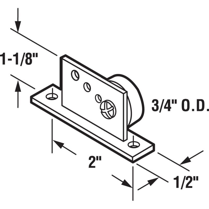Prime-line M 6034 Tub Enclosure Roller And Bracket Assembly 3 4 In Oval Edge Nylon Tire Steel Ball Bearings Extruded Aluminum 2